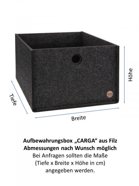 Aufbewahrungsbox CARGA Filz - ohne Deckel - Höhe 28-32cm - 4 Farben - Made in Germany
